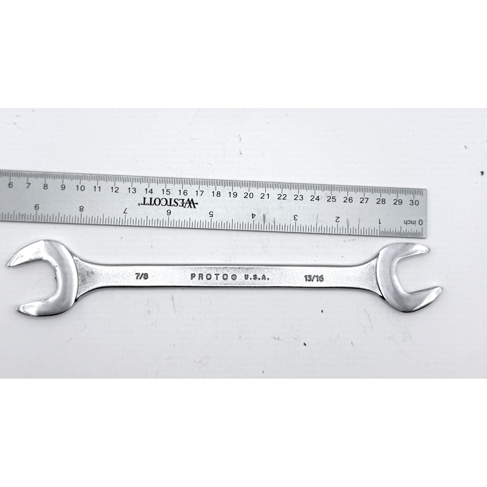 3440 13/16 x 7/8" Proto Los Angeles‎ Ca USA Satin Open End Wrench vtg tool